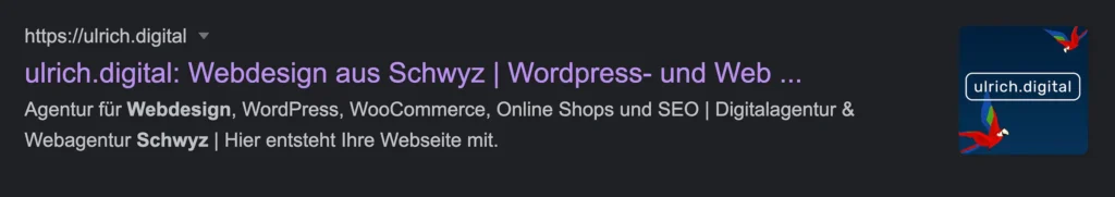 Webdesign Schwyz | Neue Homepage | SEO | Ein Thumbnail auf einer SERP erhöht die Sichtbarkeit des Eintrages