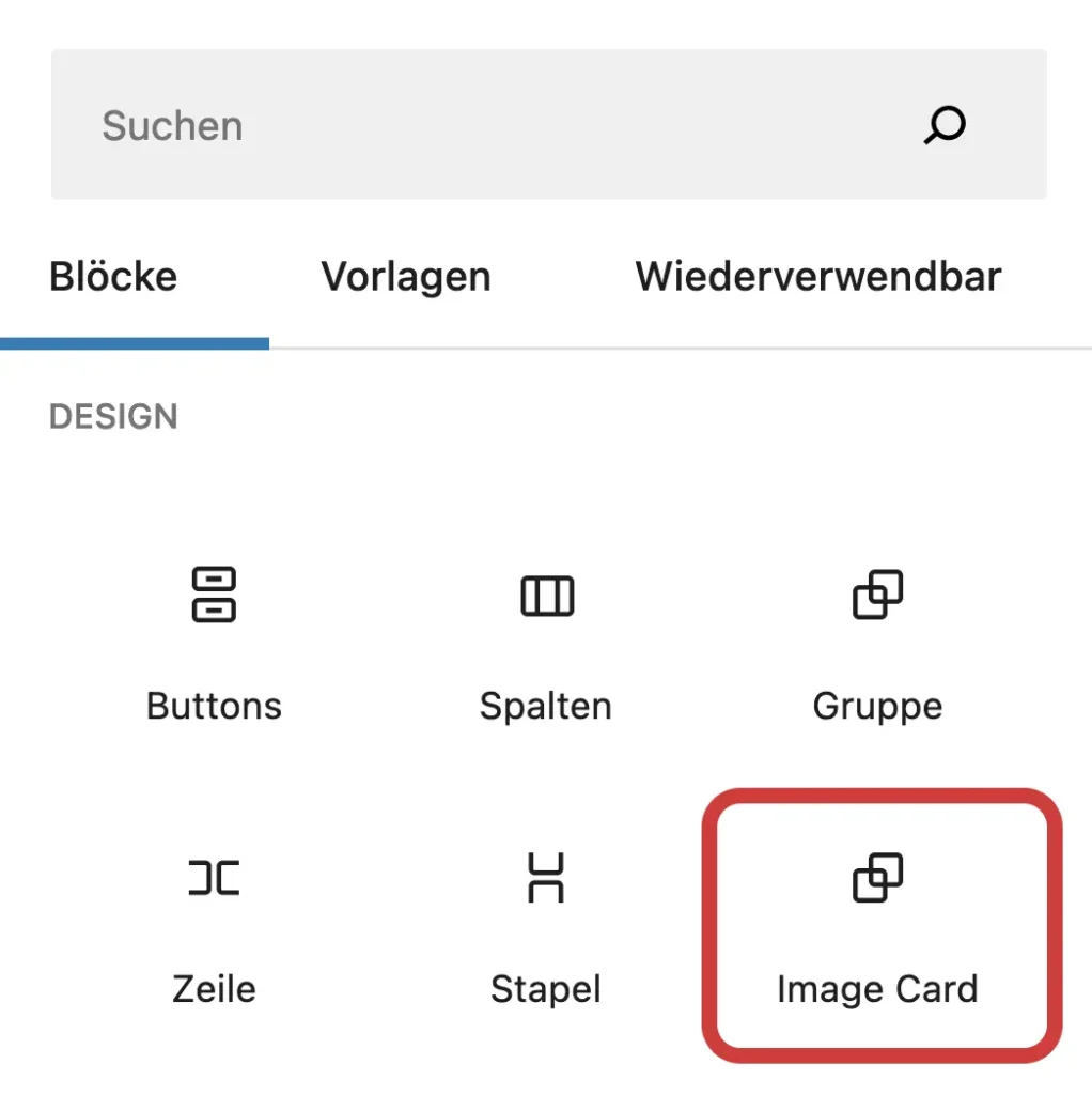 Webdesign Schwyz | Neue Homepage | Die Block-Variation erscheinen im Block-Inserter als eigenständiger Block.